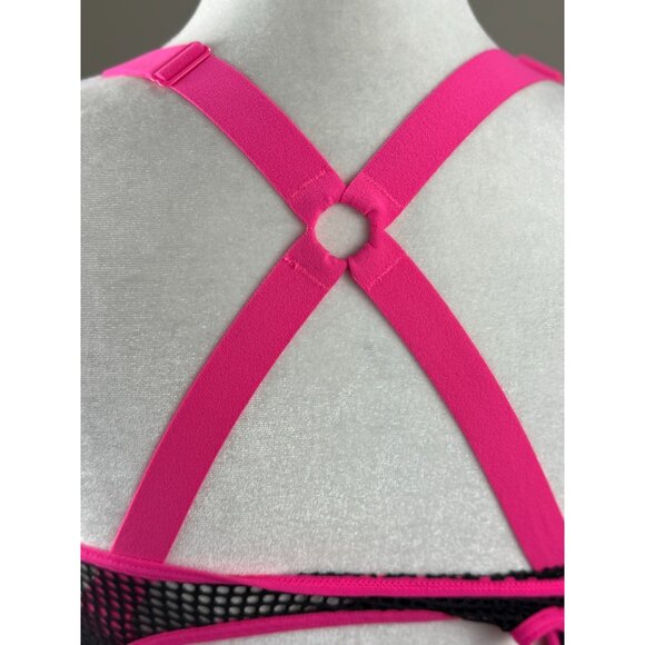 NEW Victorias Secret VSX Sport Racerback Sports Bra Pink Black High Impact 34D - Picture 13 of 13